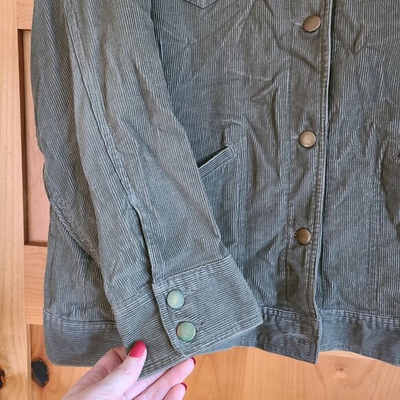 Vintage 90s North Crest 2X Green Corduroy Granola Girl Grunge Jacket Shacket 2XL - Picture 5 of 10